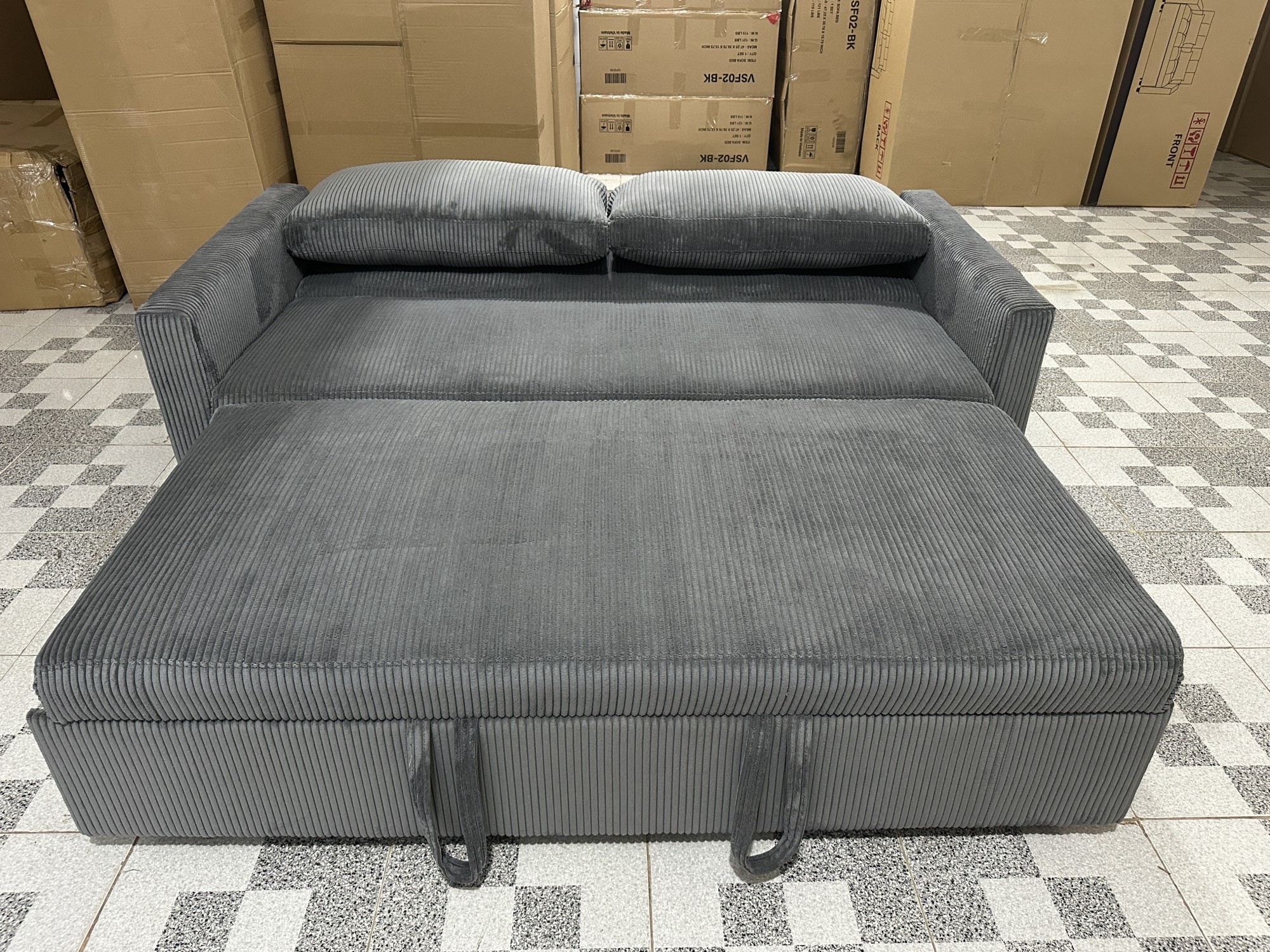 SOFA BED 1M8 VẢI GÂN XÁM - ảnh 5